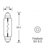 FESTOON 11x39mm: Festoon bulb - 11 x 39mm from £0.01 each